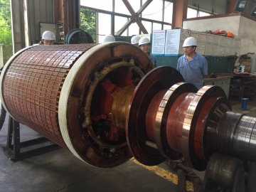 整圓機(jī)座直流電動機(jī)定子的裝配